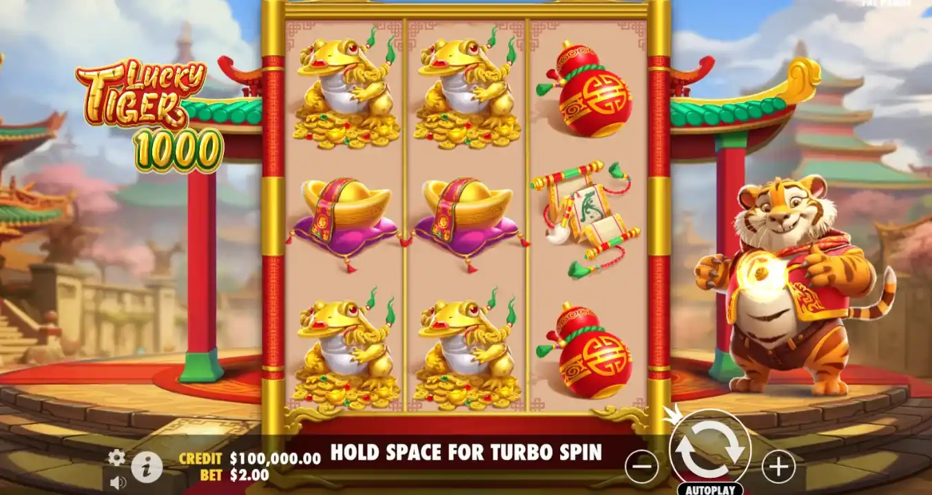 Tela de gameplay do Lucky Tiger 1000